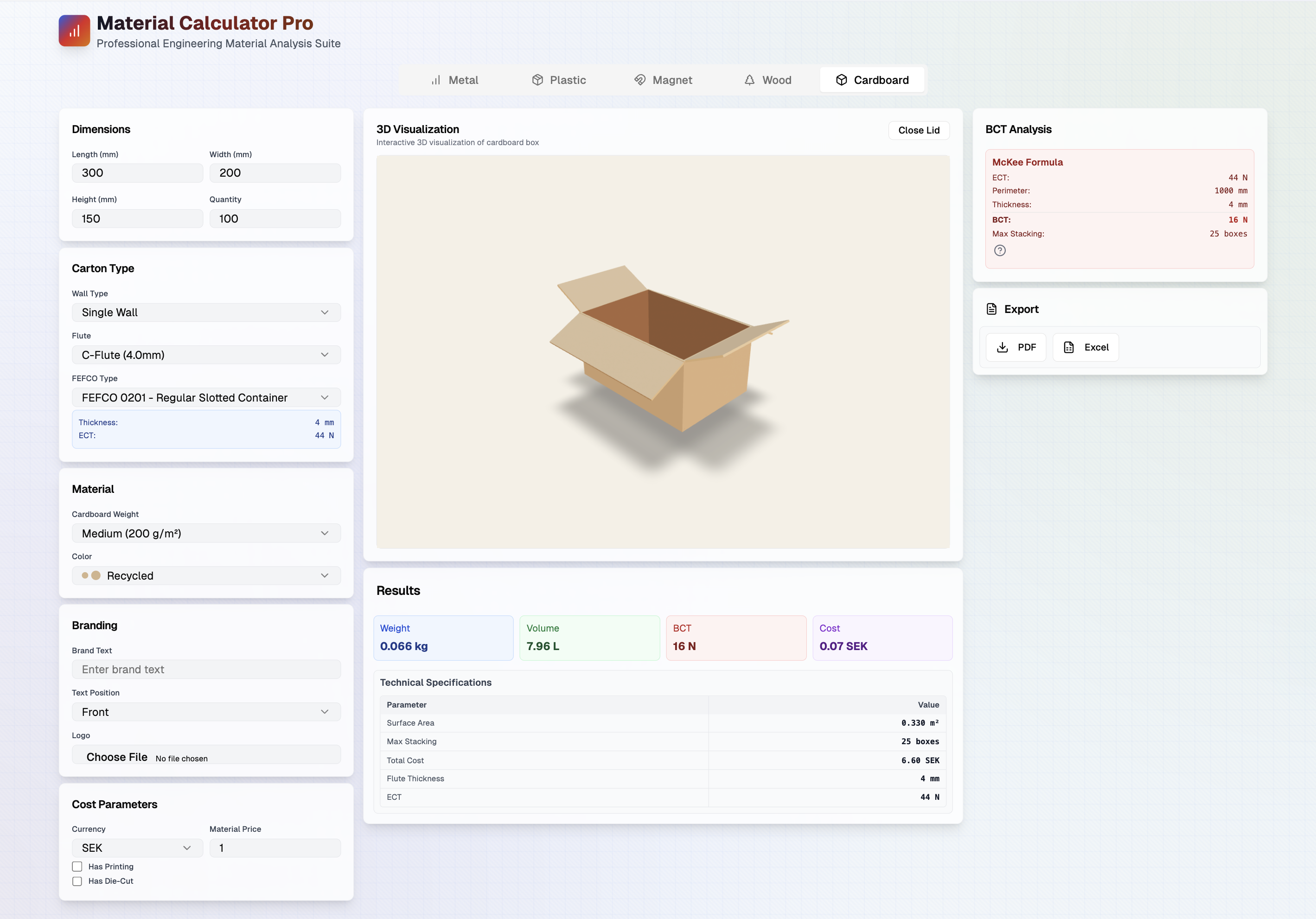 Carton Calculator Interface
