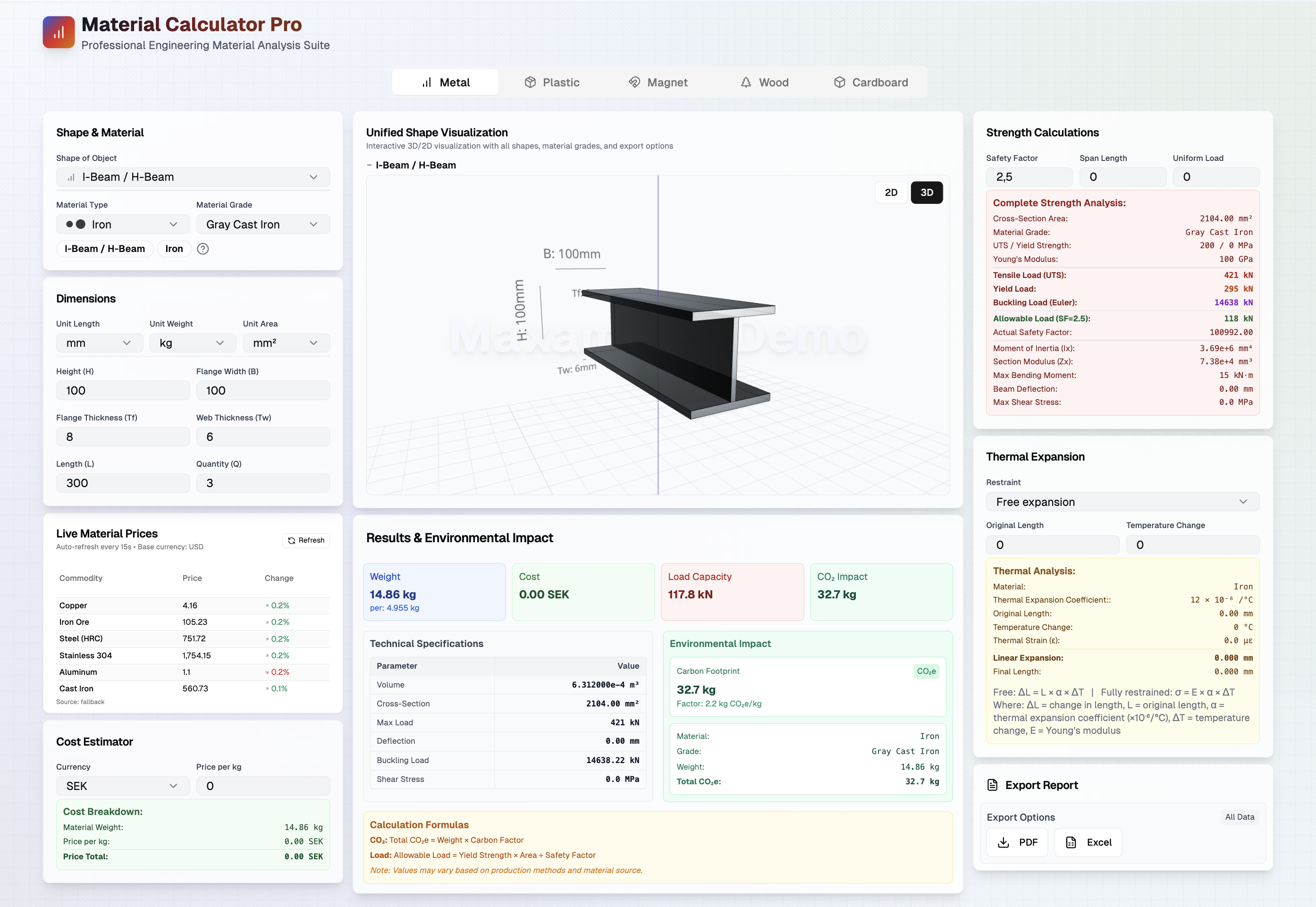 Metal Calculator Interface